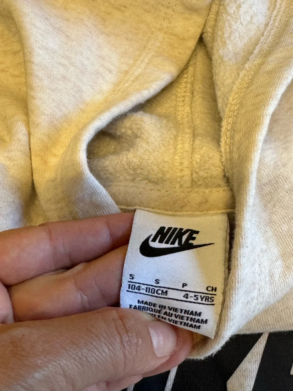 Nike Kids Light Gray Hoodie with Black & White Logo